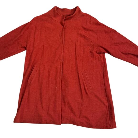Cynthia Rowley 2X Red Wool Cape Coat Pockets 100% Wool Pockets - Picture 1 of 6